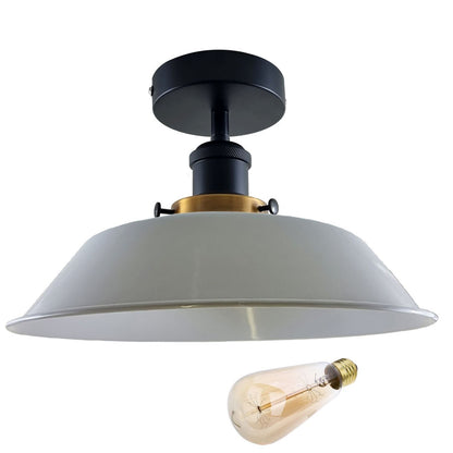Industrial Semi Flush Ceiling Light – E27, Many Shades & Finishes - photo 27