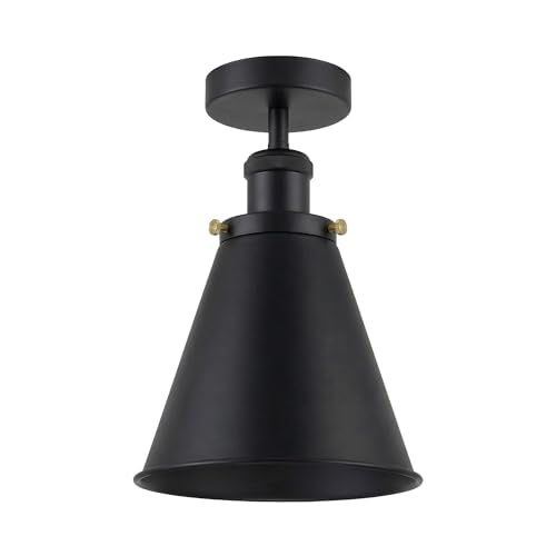 Industrial Semi Flush Ceiling Light – E27, Many Shades & Finishes - photo 11