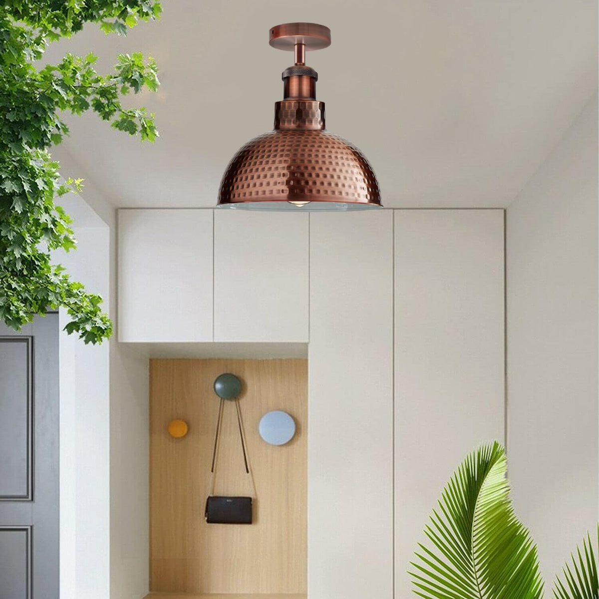 Industrial Semi Flush Ceiling Light – E27, Many Shades & Finishes - Copper, Retro Pendant 26 cm Copper, Without Bulb