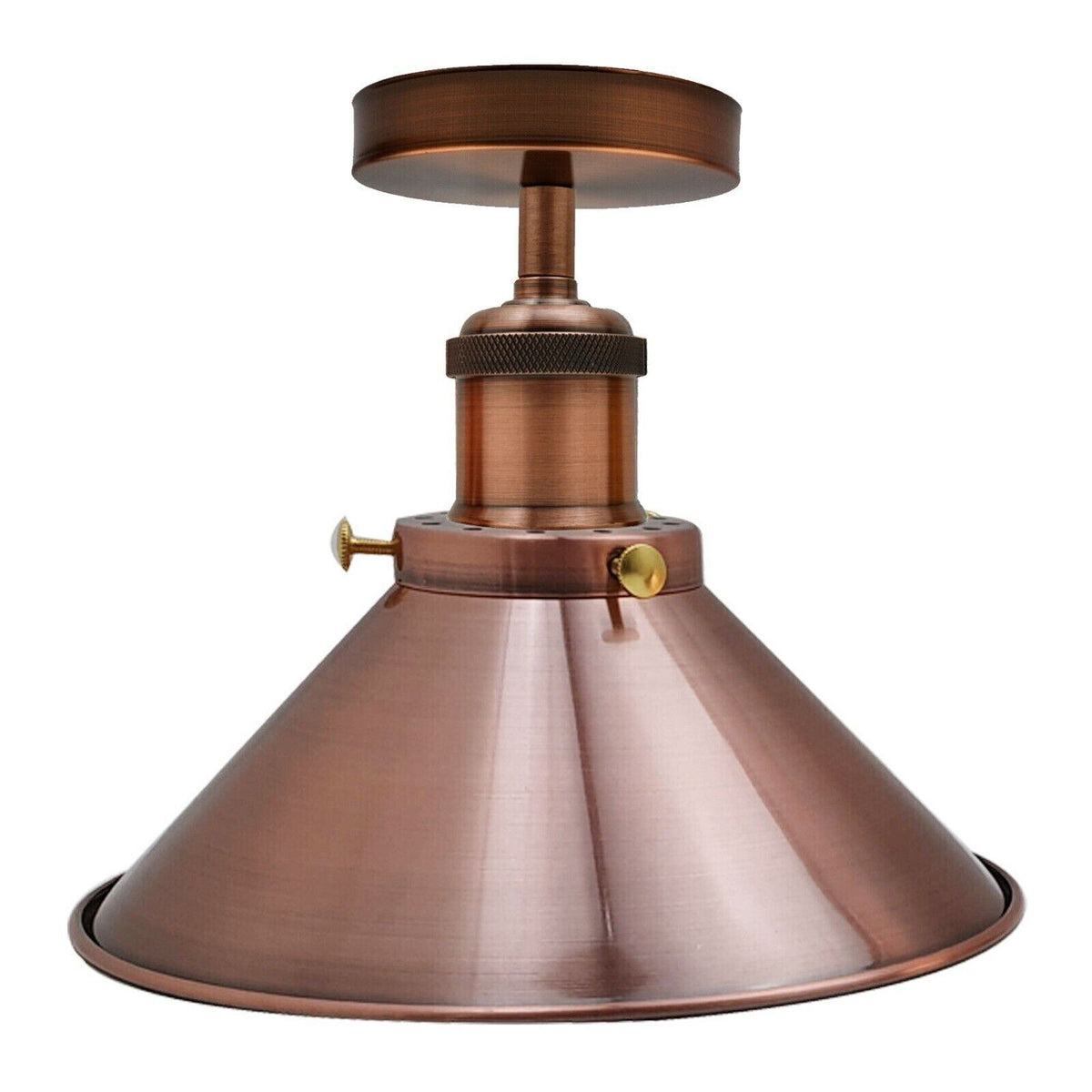 Industrial Semi Flush Ceiling Light – E27, Many Shades & Finishes - Copper, Small Cone 22 cm Copper, Without Bulb