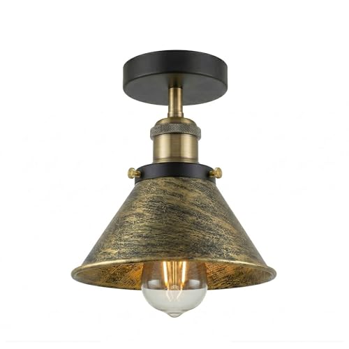 Industrial Semi Flush Ceiling Light – E27, Many Shades & Finishes - photo 14