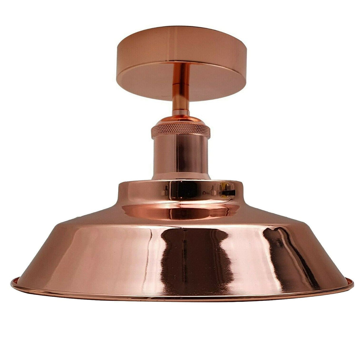 Industrial Semi Flush Ceiling Light – E27, Many Shades & Finishes - Rose Gold, Vintage Dome 22 cm Rose Gold, Without Bulb