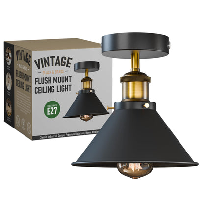Industrial Semi Flush Ceiling Light – E27, Many Shades & Finishes - photo 10