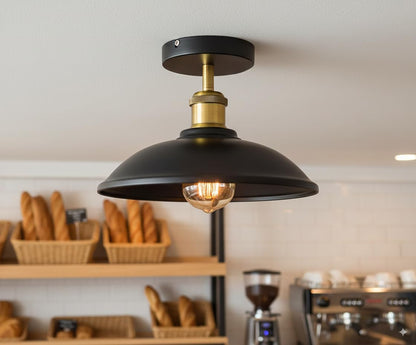 Industrial Semi Flush Ceiling Light – E27, Many Shades & Finishes - photo 34