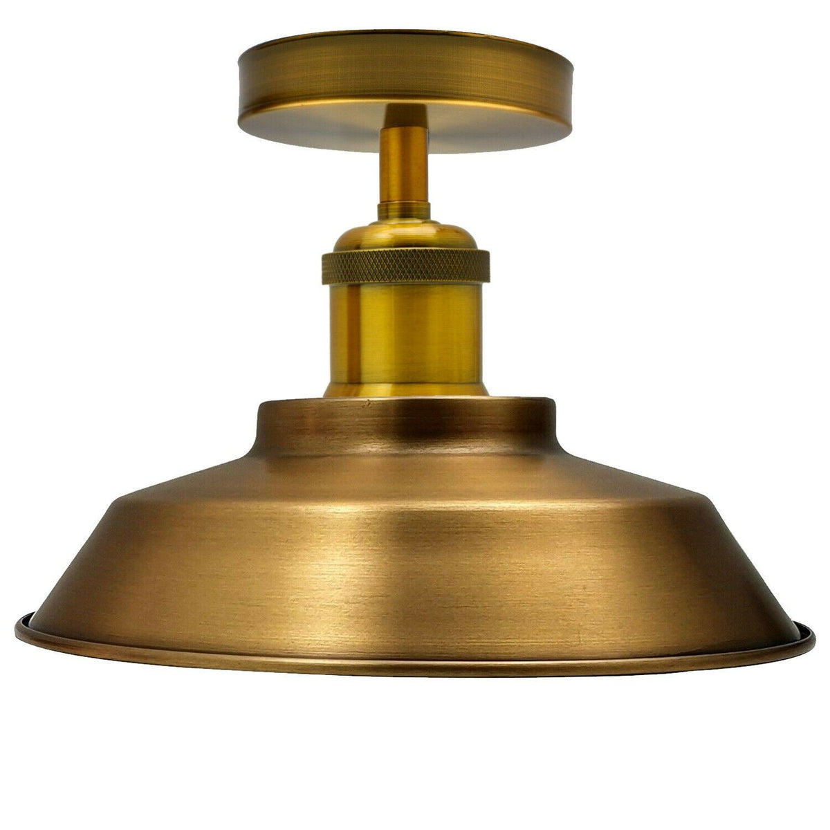 Industrial Semi Flush Ceiling Light – E27, Many Shades & Finishes - Yellow Brass, Vintage Dome 22 cm Yellow Brass, Without Bulb