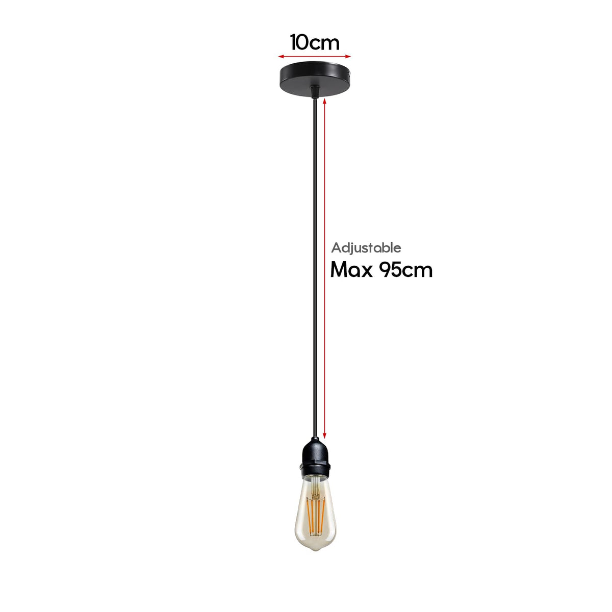 Black Rubber Pendant Light Fitting – Pack of 2, 10 cm Rose, E27 - photo 5