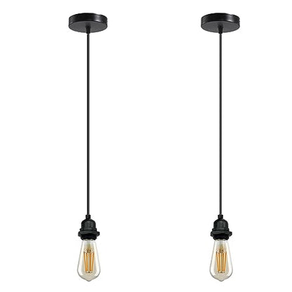 Black Rubber Pendant Light Fitting – Pack of 2, 10 cm Rose, E27 - Black, Pack of 2, Without Bulb