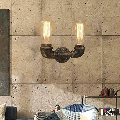 Twin Pipe Wall or Ceiling Light – Antique Bronze, B22