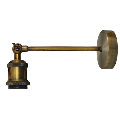 Straight Arm Wall Light Yellow Brass – E27, with or without Glass Shade - Yellow Brass, No Shade