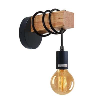 Wood Block Wall Light with Hanging E27 Holder – Hardwired or Plug-In - photo 3