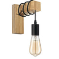 Wood Block Wall Light with Hanging E27 Holder – Hardwired or Plug-In