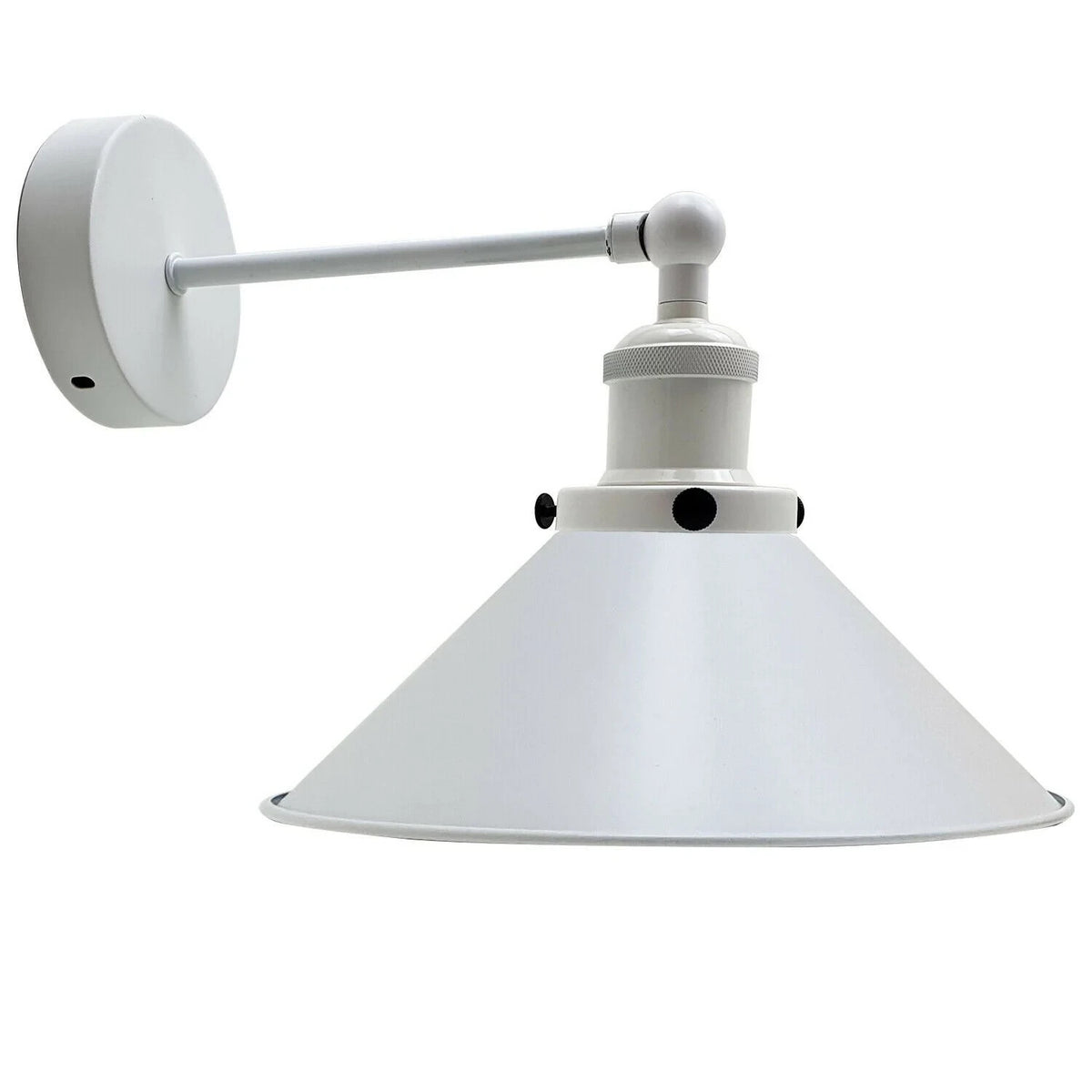 Plug-In Swing Arm Wall Light with Cone Shade – White, On/Off Switch - photo 8