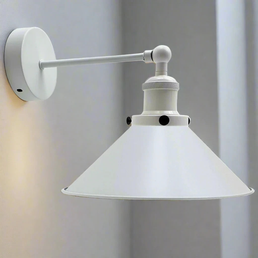 Plug-In Swing Arm Wall Light with Cone Shade – White, On/Off Switch - photo 9