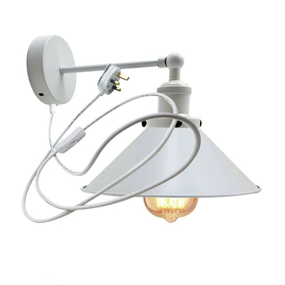 Plug-In Swing Arm Wall Light with Cone Shade – White, On/Off Switch - photo 10