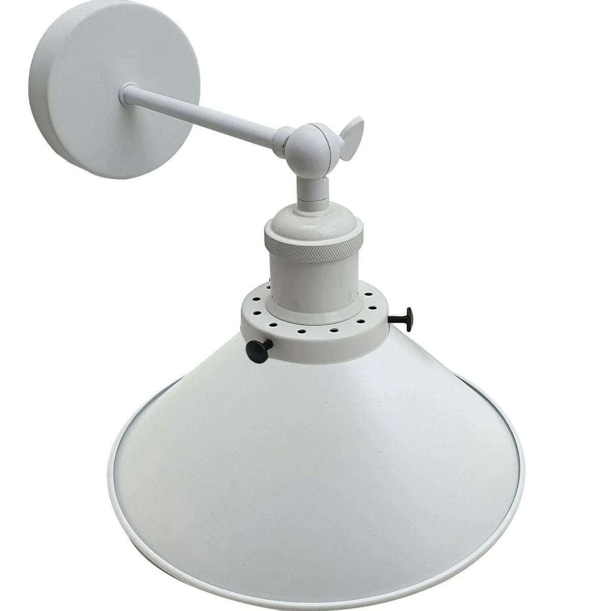 Plug-In Swing Arm Wall Light with Cone Shade – White, On/Off Switch - photo 6
