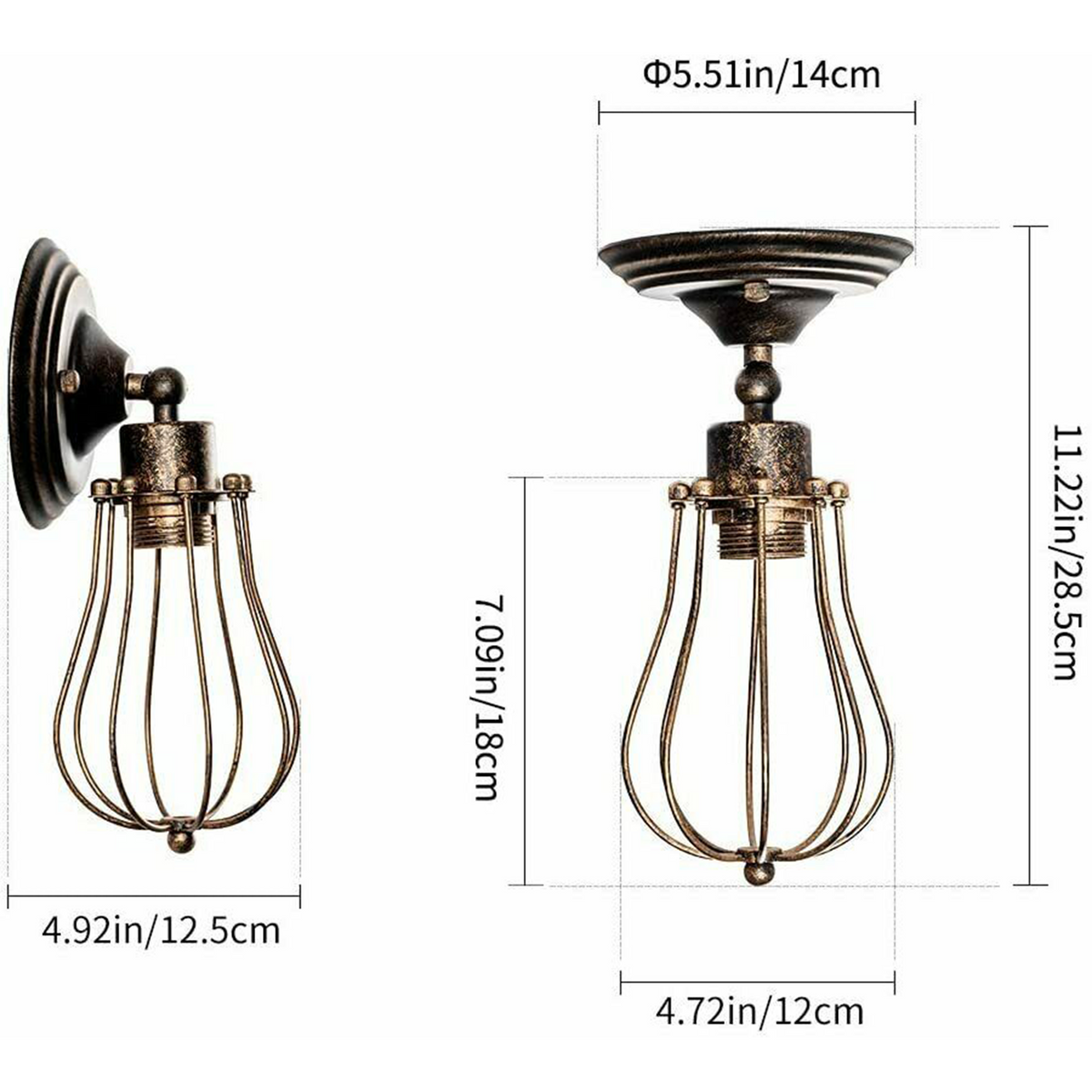 Wall Light with Adjustable Joint and Pear Cage – Copper, Silver or Rustic Red - photo 6
