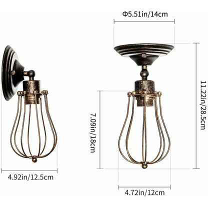 Wall Light with Adjustable Joint and Pear Cage – Copper, Silver or Rustic Red - photo 6