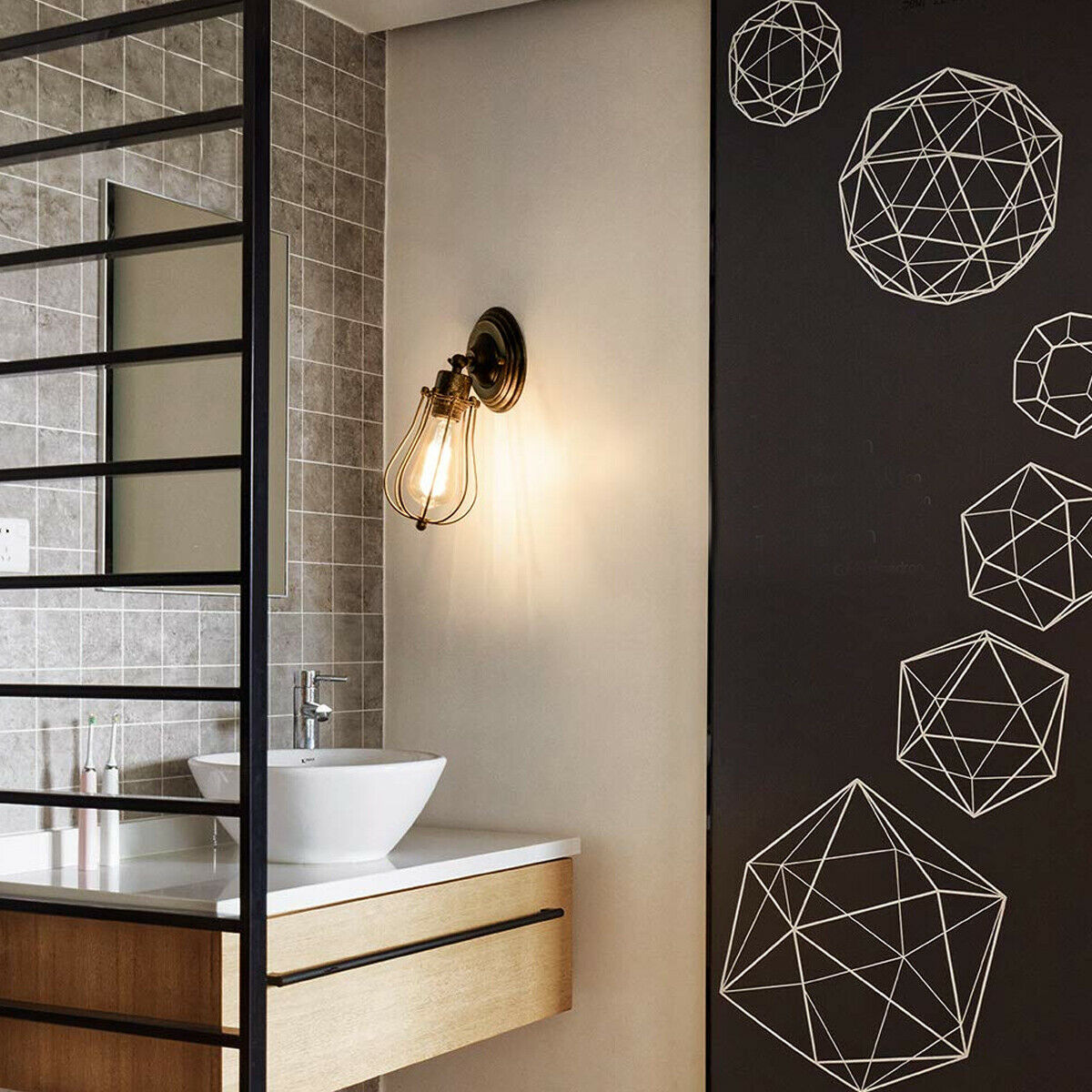 Wall Light with Adjustable Joint and Pear Cage – Copper, Silver or Rustic Red - photo 12
