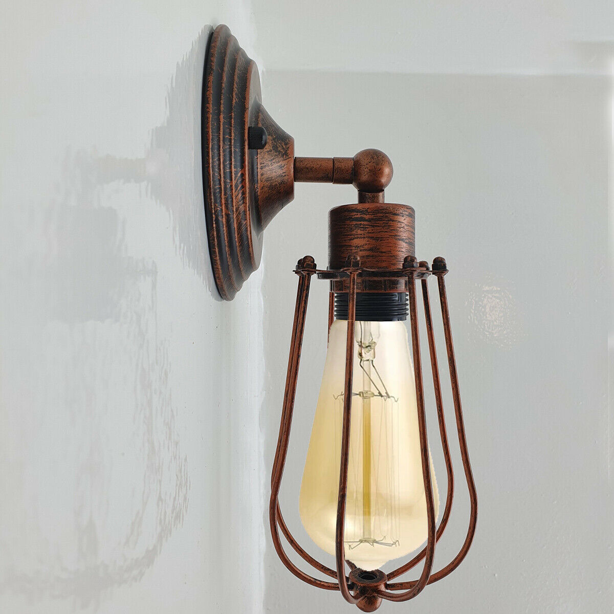 Wall Light with Adjustable Joint and Pear Cage – Copper, Silver or Rustic Red - photo 15
