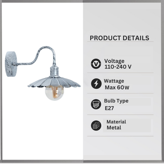 Swan Neck Wall Light Brushed Silver with Shade – E27 - photo 2