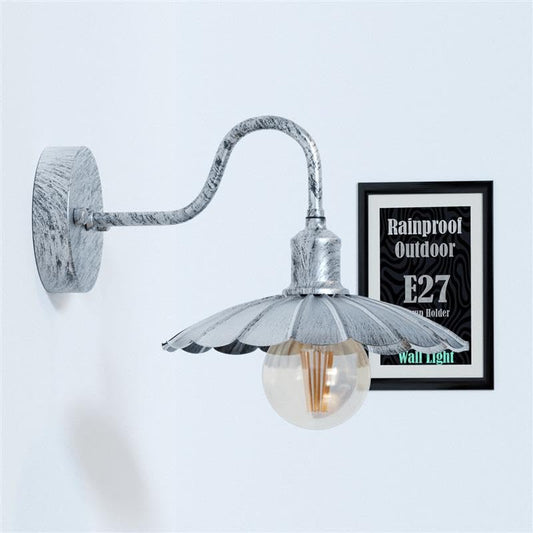 Swan Neck Wall Light Brushed Silver with Shade – E27 - Brushed Silver, Lounge 22 cm Brushed Silver, G95 LED Bulb 4W