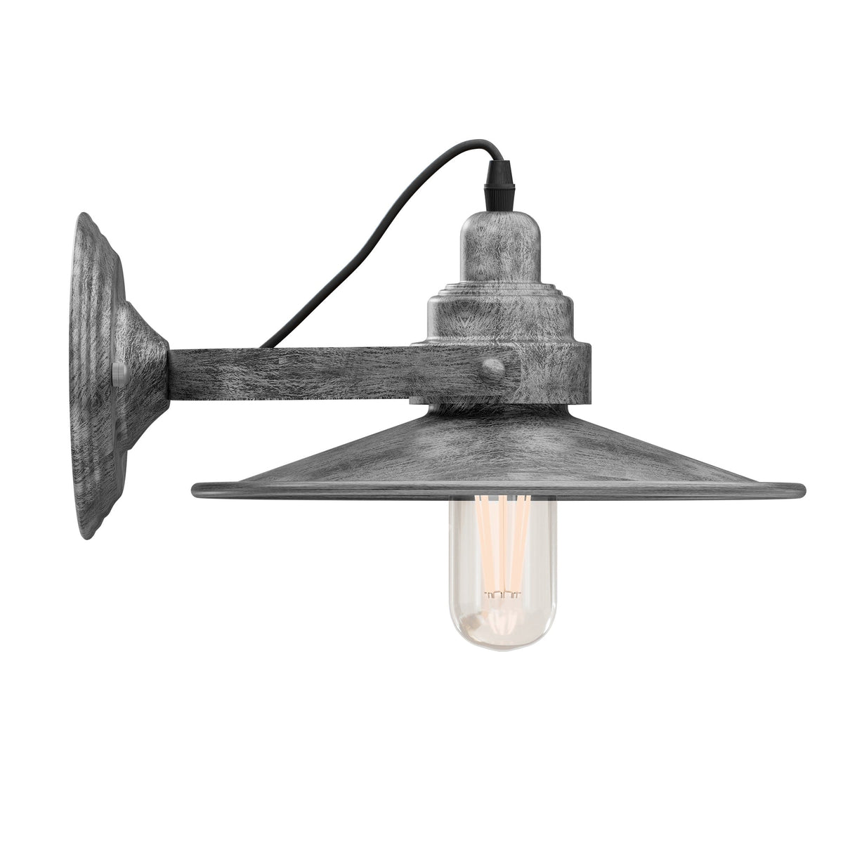 Industrial Wall Sconce with Shade – Black, Brushed Copper or Silver, E27 - photo 12