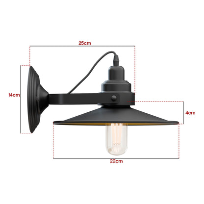 Industrial Wall Sconce with Shade – Black, Brushed Copper or Silver, E27 - photo 2