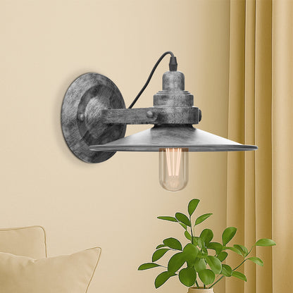 Industrial Wall Sconce with Shade – Black, Brushed Copper or Silver, E27 - photo 4