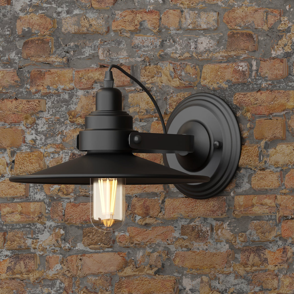 Industrial Wall Sconce with Shade – Black, Brushed Copper or Silver, E27 - photo 5