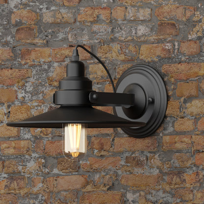 Industrial Wall Sconce with Shade – Black, Brushed Copper or Silver, E27 - photo 5