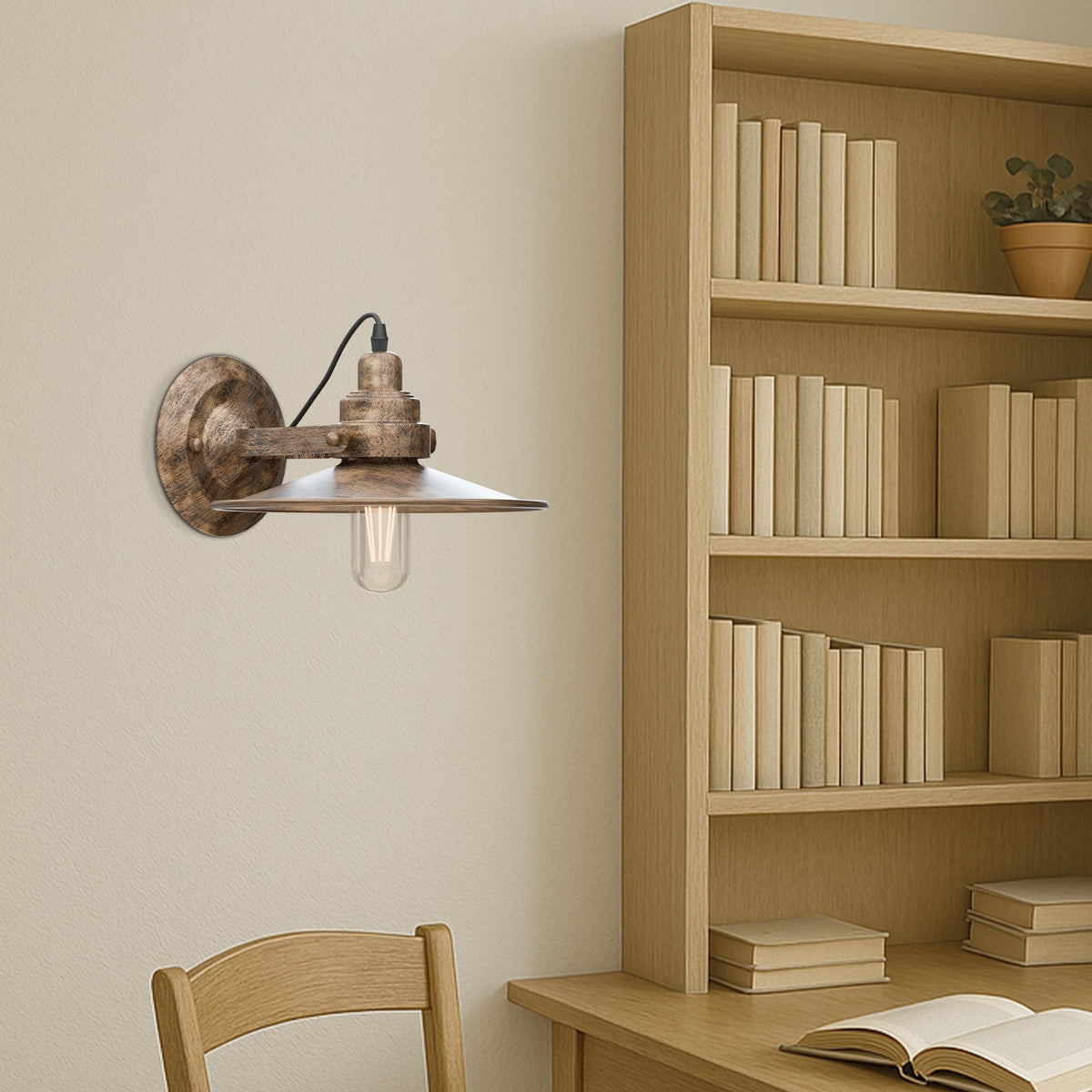 Industrial Wall Sconce with Shade – Black, Brushed Copper or Silver, E27 - photo 6