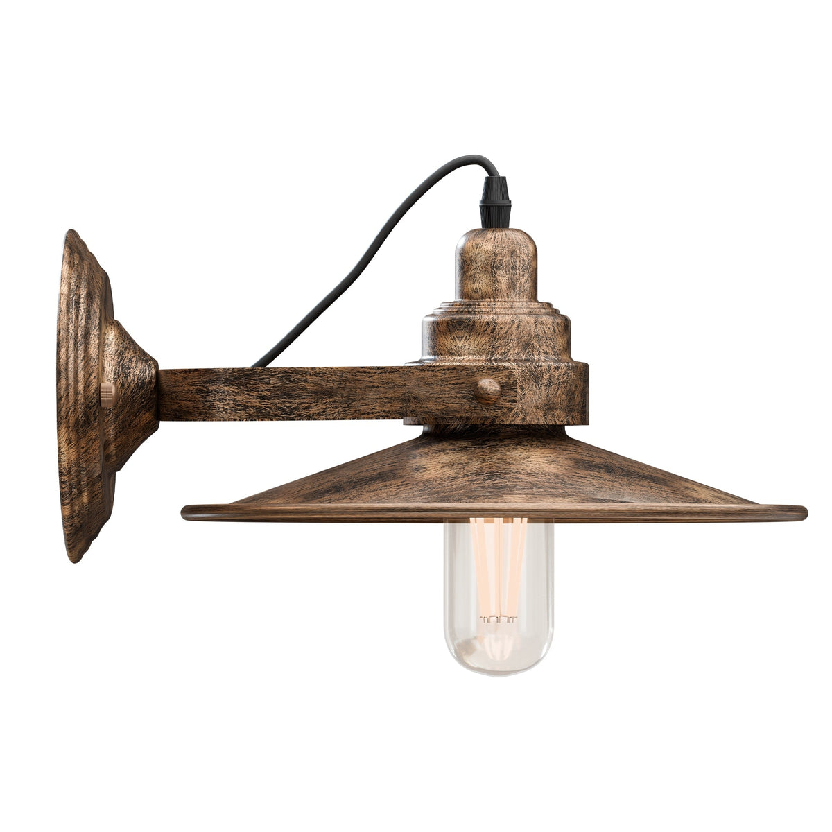 Industrial Wall Sconce with Shade – Black, Brushed Copper or Silver, E27 - photo 10