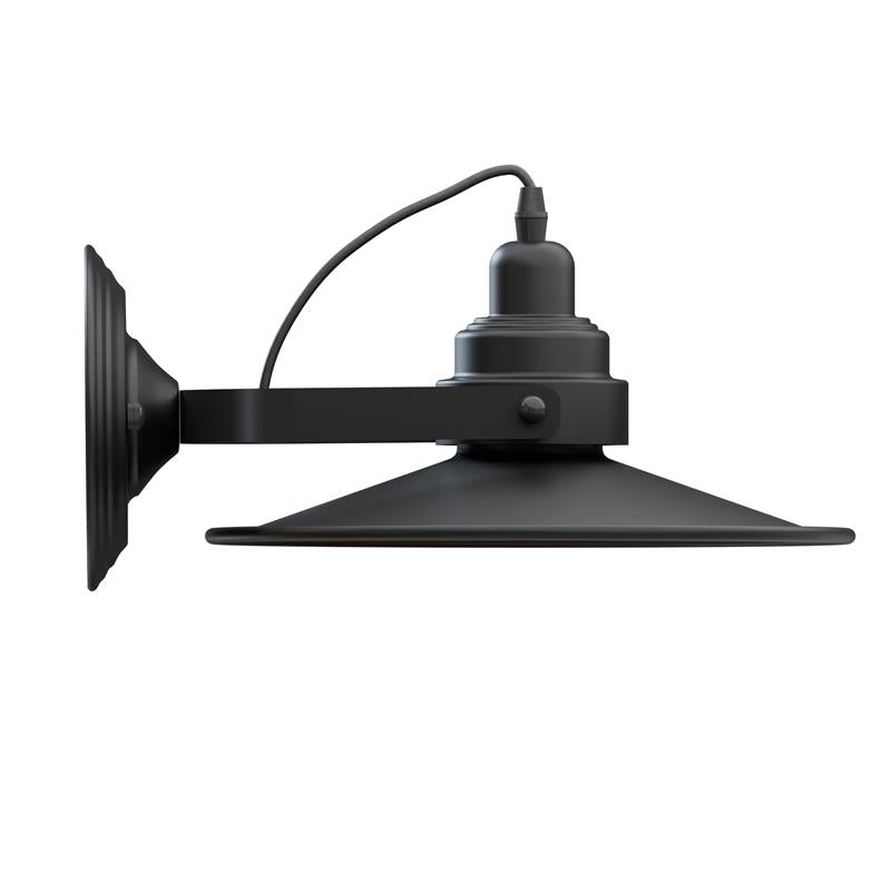 Industrial Wall Sconce with Shade – Black, Brushed Copper or Silver, E27 - Black, Flat Black, Without Bulb