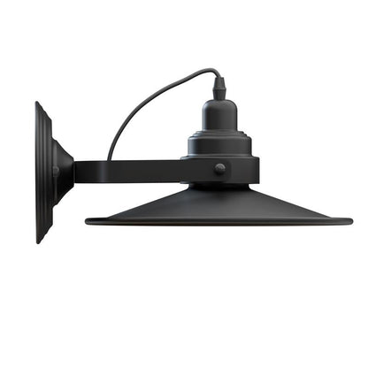 Industrial Wall Sconce with Shade – Black, Brushed Copper or Silver, E27 - Black, Flat Black, Without Bulb