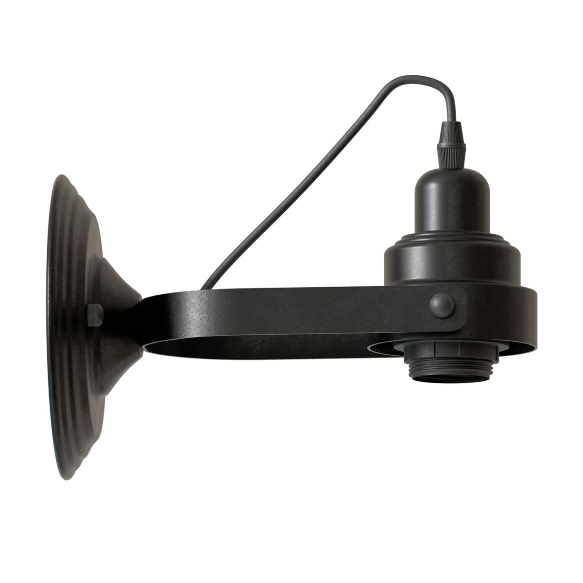 Industrial Wall Sconce with Shade – Black, Brushed Copper or Silver, E27 - Black, No Shade, Without Bulb