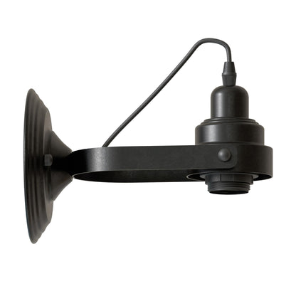 Industrial Wall Sconce with Shade – Black, Brushed Copper or Silver, E27 - Black, No Shade, Without Bulb