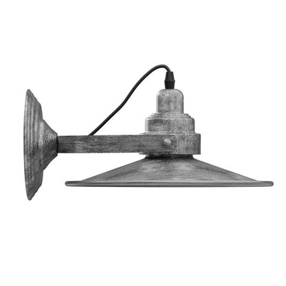Industrial Wall Sconce with Shade – Black, Brushed Copper or Silver, E27 - Brushed Silver, Flat Brushed Silver, Without Bulb
