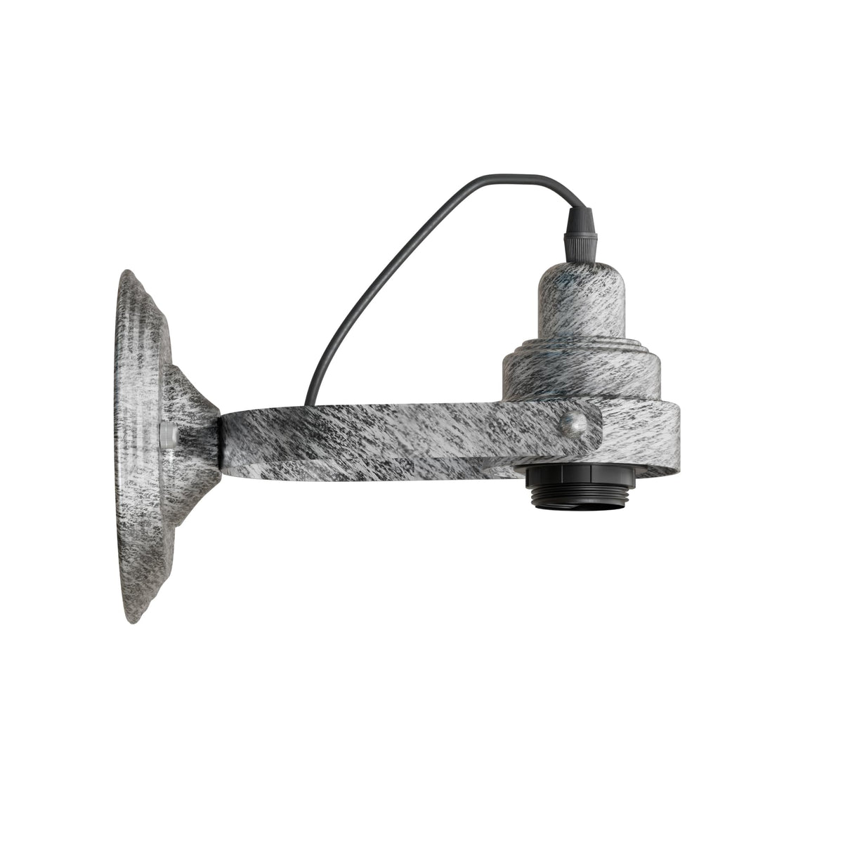 Industrial Wall Sconce with Shade – Black, Brushed Copper or Silver, E27 - Brushed Silver, No Shade, Without Bulb