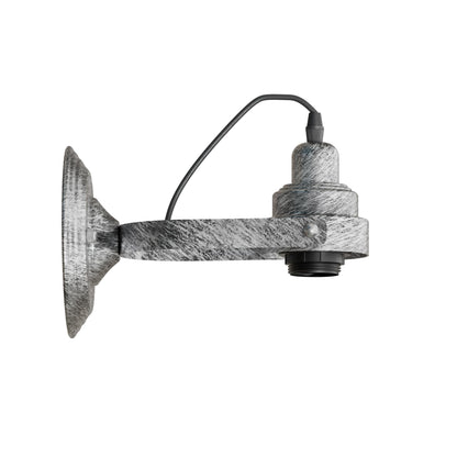 Industrial Wall Sconce with Shade – Black, Brushed Copper or Silver, E27 - Brushed Silver, No Shade, Without Bulb