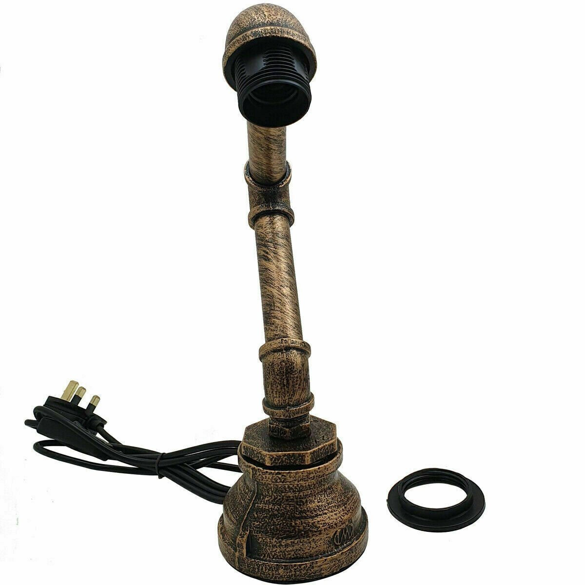 Industrial Water Pipe Table Lamp E27 – Lamp Only - Lamp Only, Brushed Copper, Without Bulb