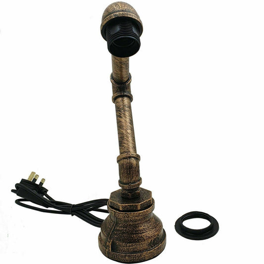 Industrial Water Pipe Table Lamp E27 – Lamp Only - Lamp Only, Brushed Copper, Without Bulb