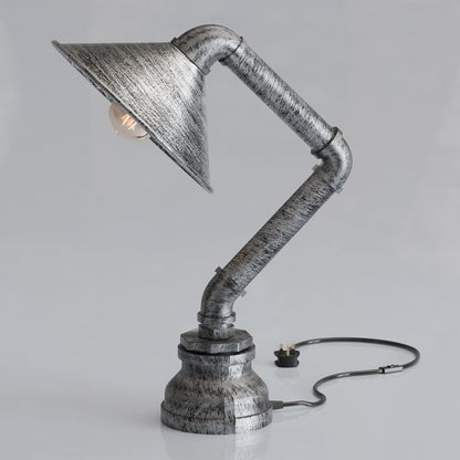 Industrial Water Pipe Table Lamp with Cone Shade E27 - photo 2