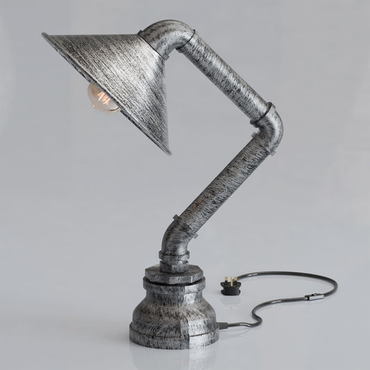 Industrial Water Pipe Table Lamp with Cone Shade E27 - photo 2