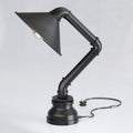 Industrial Water Pipe Table Lamp with Cone Shade E27 - Black, Without Bulb