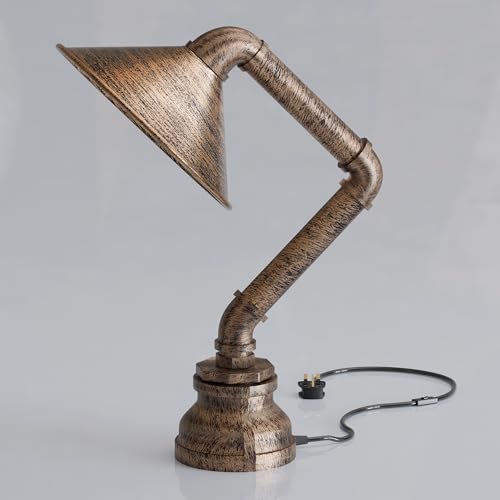 Industrial Water Pipe Table Lamp with Cone Shade E27 - photo 4