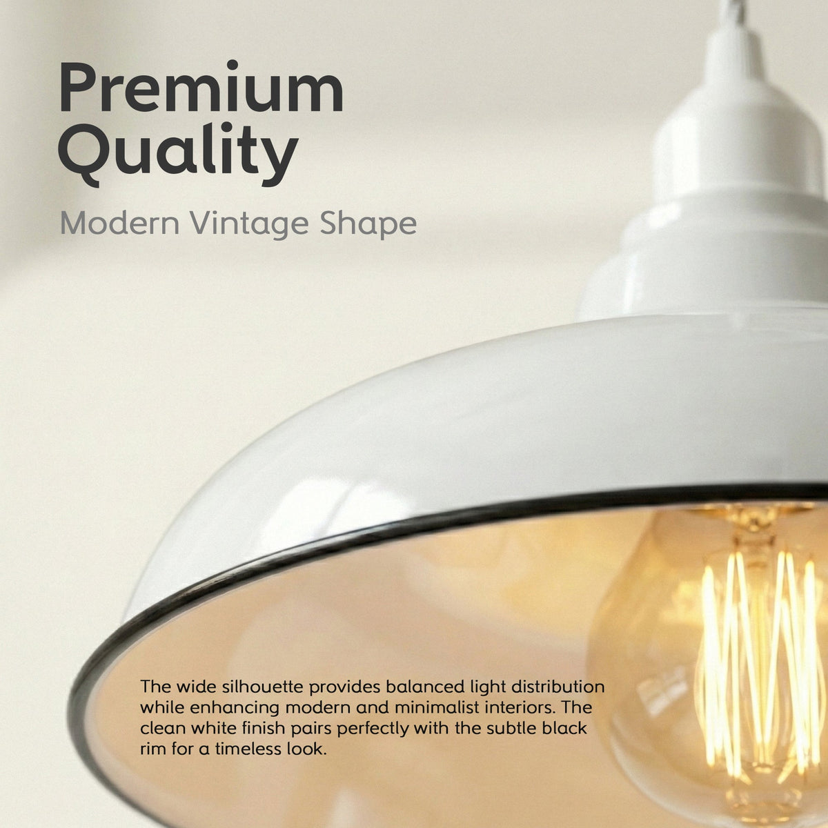 White Metal Pendant Light 32 cm – Twisted Black Cable, LED Bulb, E27 - photo 5