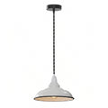 White Metal Pendant Light 32 cm – Twisted Black Cable, LED Bulb, E27