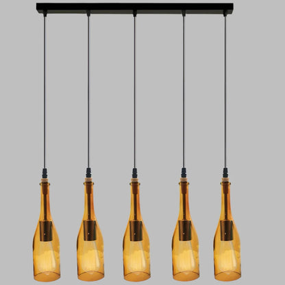 5-Light Wine Bottle Bar Pendant – Red or Amber Glass, E27 - photo 4