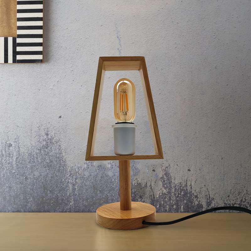 Industrial Wooden Frame Table Lamp E27