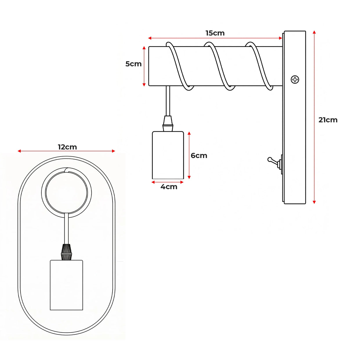 Walnut Wood Wall Light with Toggle Switch & G80 Bulb – E27 - photo 4